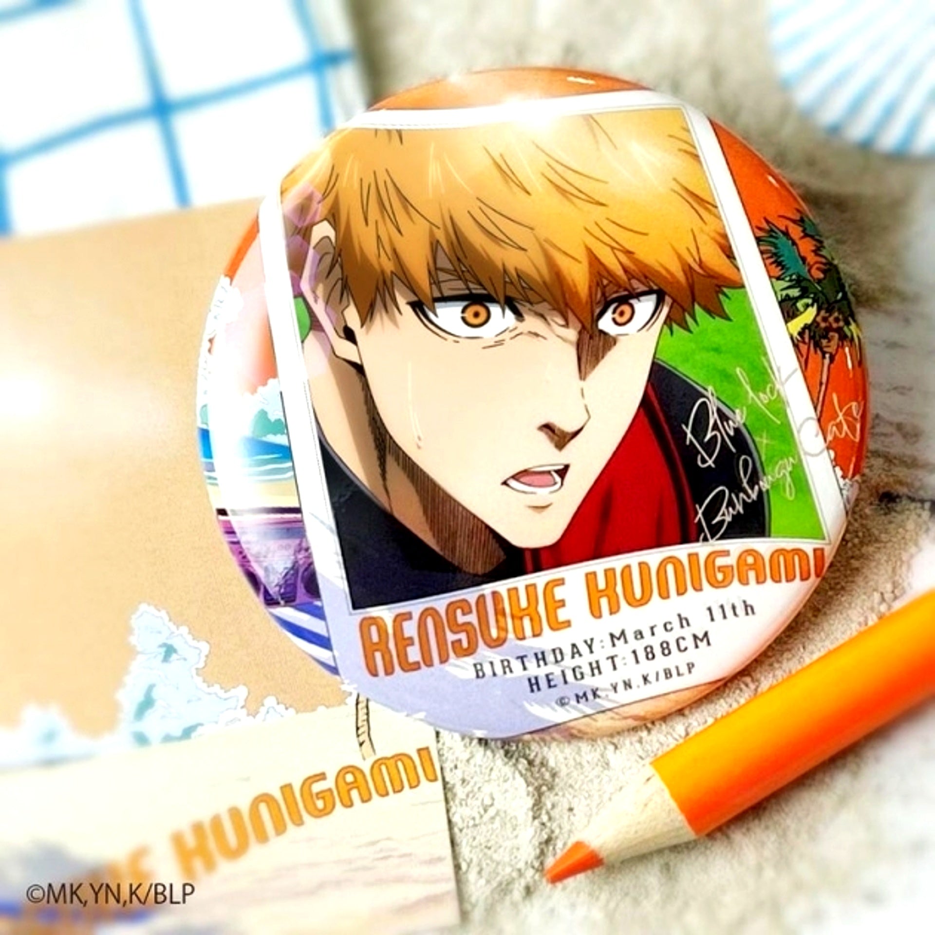 Blue Lock Seaside Flyer Motif Can Badge Rensuke Kunigami (Reissue) [NEW]