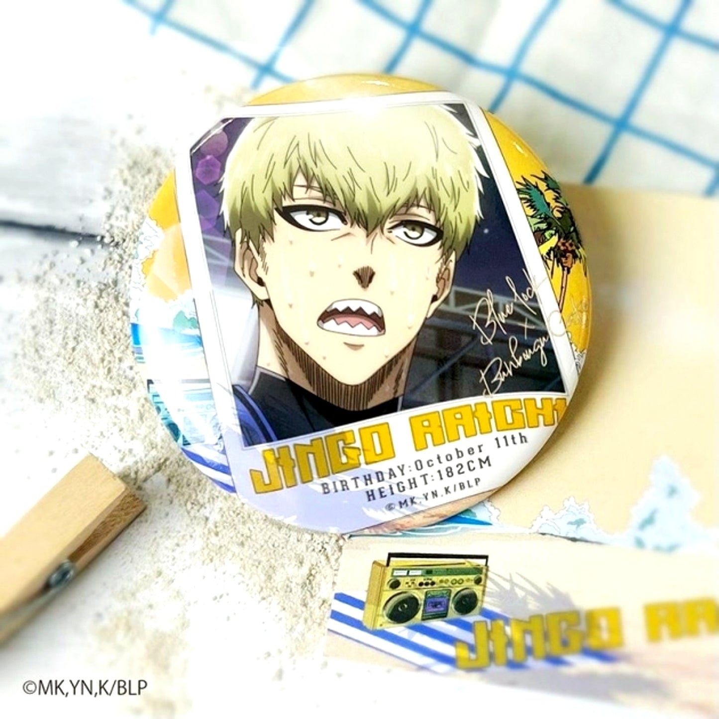Blue Lock Seaside Flyer Motif Can Badge Jingo Raichi (Reissue) [NEW]