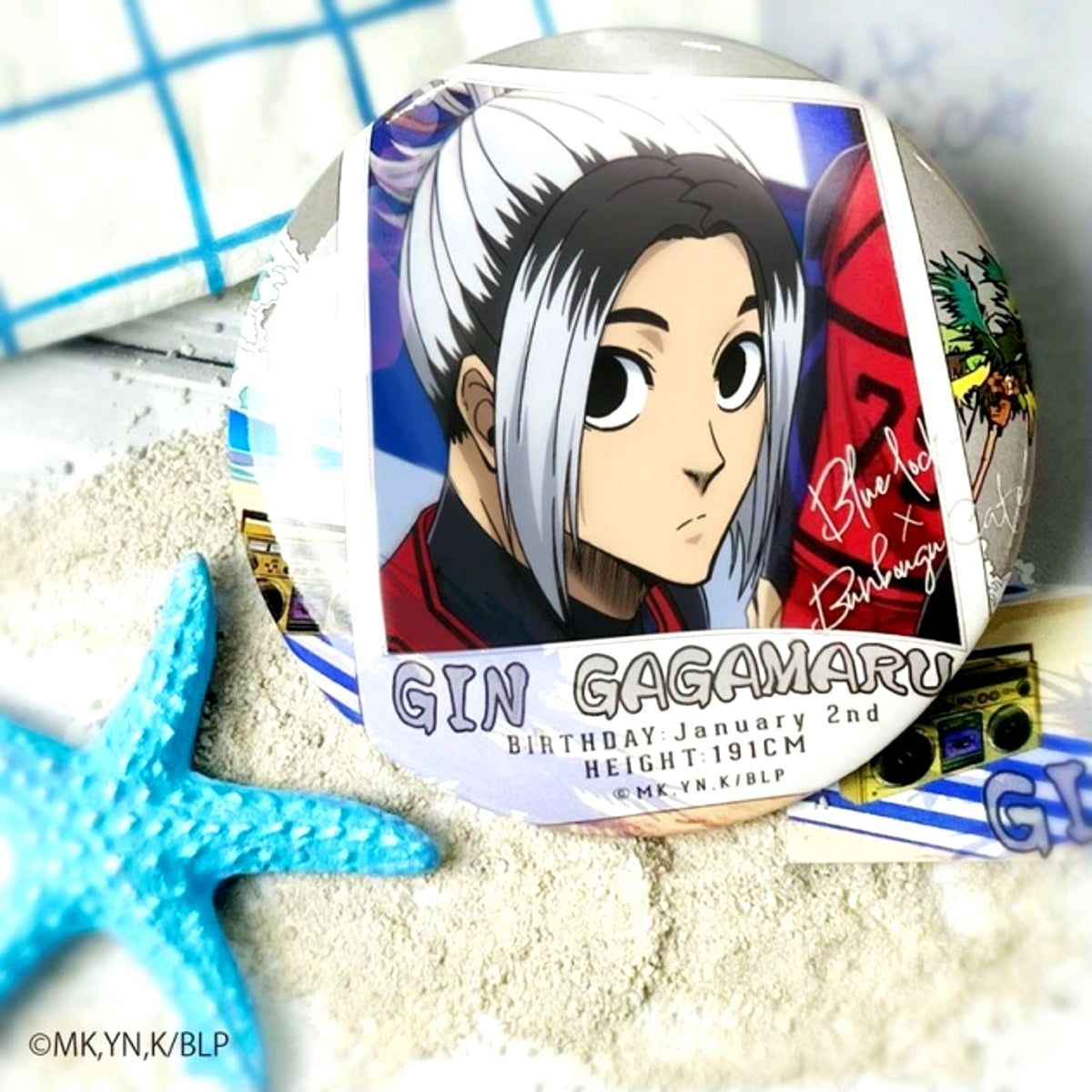 Blue Lock Seaside Flyer Motif Can Badge Gin Gagamaru (Reissue) [NEW]