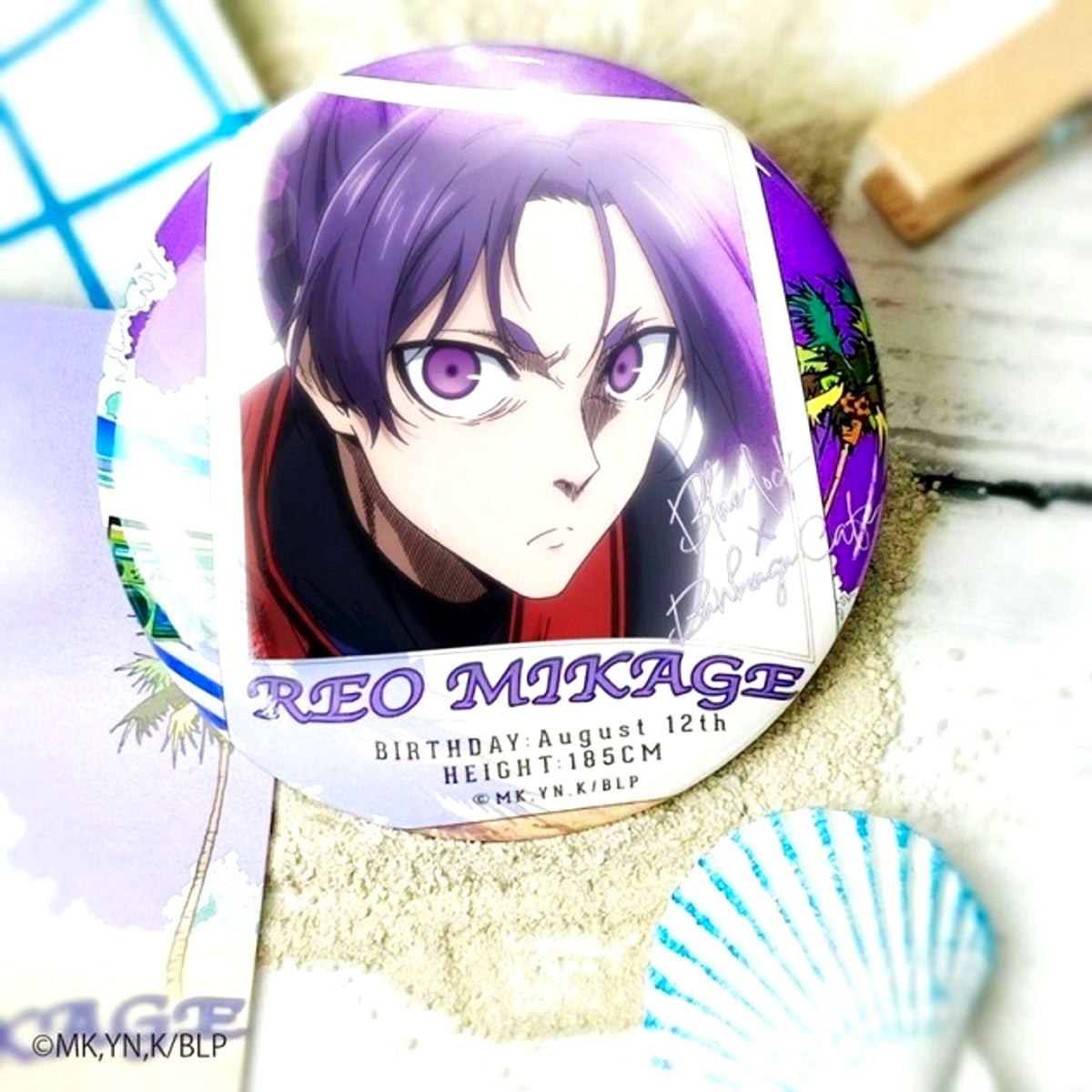 Blue Lock Seaside Flyer Motif Can Badge Reo Mikage (Reissue) [NEW]