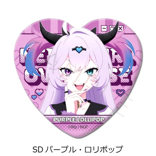 Anime NEEDY GIRL OVERDOSE Vol.2 Heart-Shaped Can Badge SD (Purple Lollipop) [NEW]