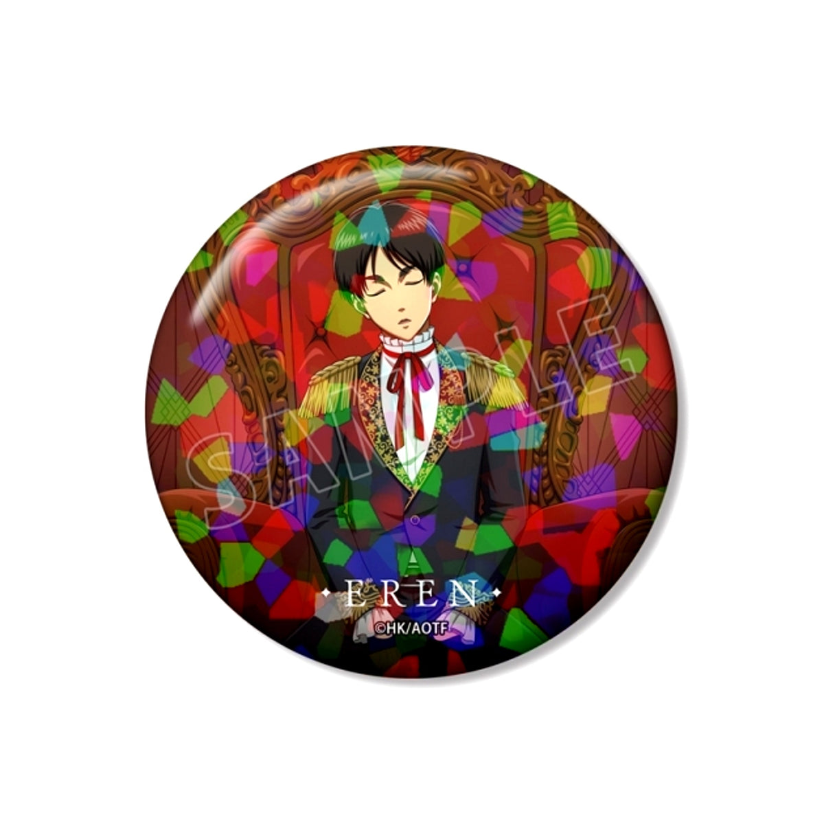 TV Anime Attack on Titan Newly Drawn Eren Dreaming Throne ver. 75mm Hologram Can Badge [NEW]