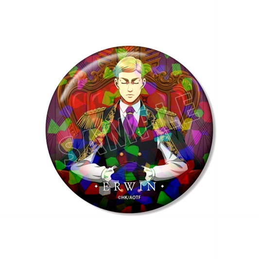 TV Anime Attack on Titan Newly Drawn Erwin Dreaming Throne ver. 75mm Hologram Can Badge [NEW]