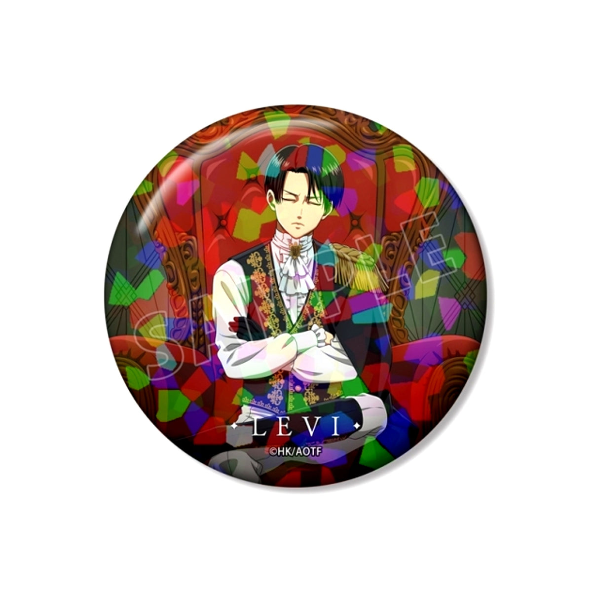 TV Anime Attack on Titan Newly Drawn Levi Dreaming Throne ver. 75mm Hologram Can Badge [NEW]
