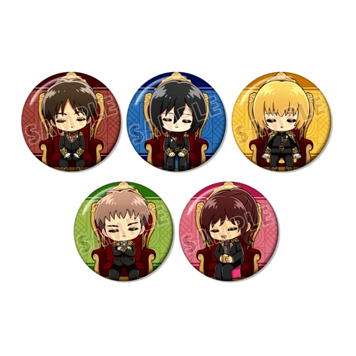 TV Anime Attack on Titan Chibi Character Dreaming Throne ver. Can Badge Set of 5 [NEW]