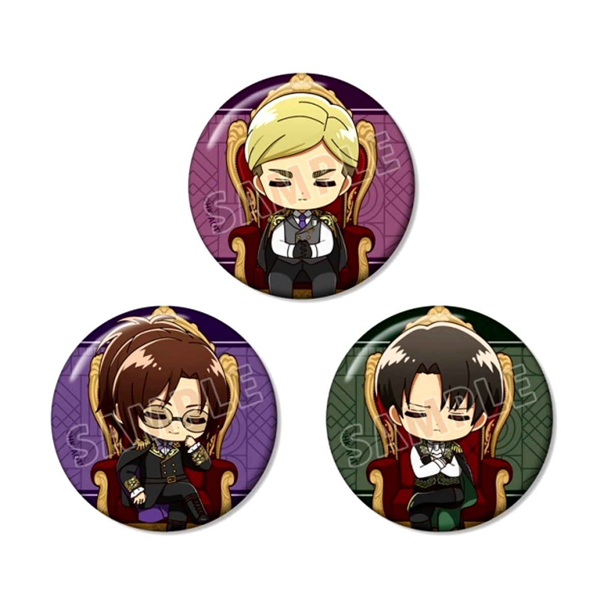 TV Anime Attack on Titan Chibi Character Dreaming Throne ver. Can Badge Set of 3 [NEW]