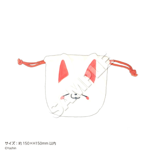 Kamisama Kitsune to Salaryman Face Drawstring Pouch Shiro [NEW]