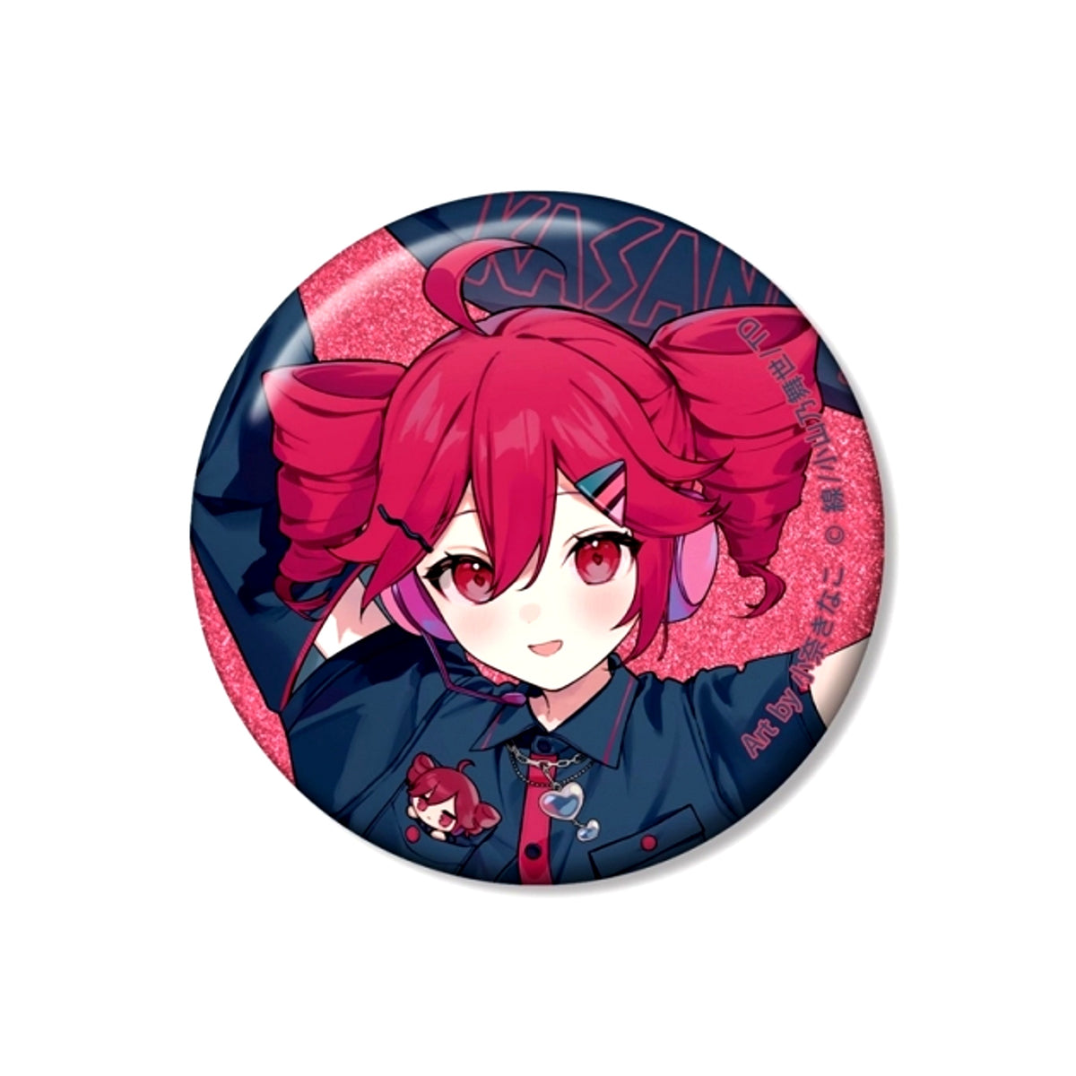 Kasane Teto Newly Drawn Kasane Teto Motif Jacket ver. Art by Kona Kinako Glitter Can Badge (Reissue) [NEW]