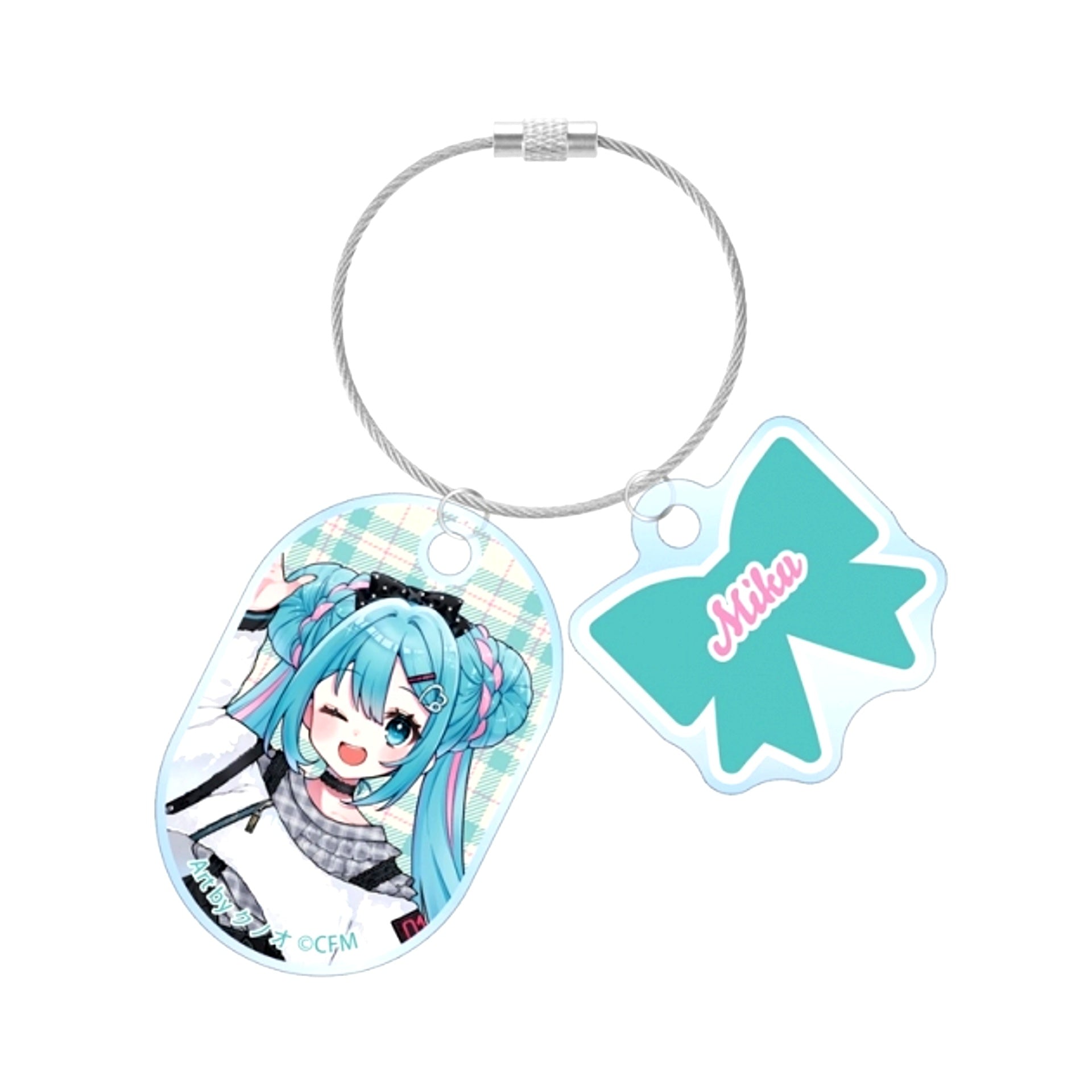 Hatsune Miku Newly Drawn Hatsune Miku Casual Clothes ver. Art by Kunoo Double Wire Acrylic Keychain (Reissue) [NEW]