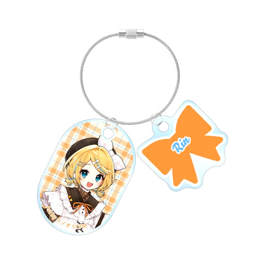 Hatsune Miku Newly Drawn Kagamine Rin Casual Clothes ver. Art by Kunoo Double Wire Acrylic Keychain (Reissue) [NEW]