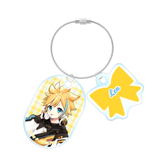 Hatsune Miku Newly Drawn Kagamine Len Casual Clothes ver. Art by Kunoo Double Wire Acrylic Keychain (Reissue) [NEW]