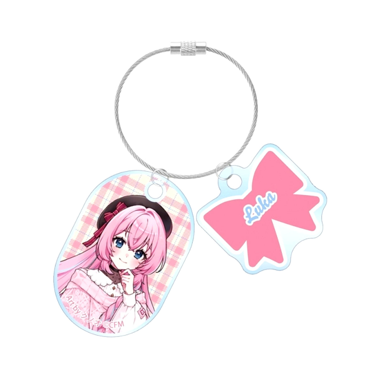 Hatsune Miku Newly Drawn Megurine Luka Casual Clothes ver. Art by Kunoo Double Wire Acrylic Keychain (Reissue) [NEW]