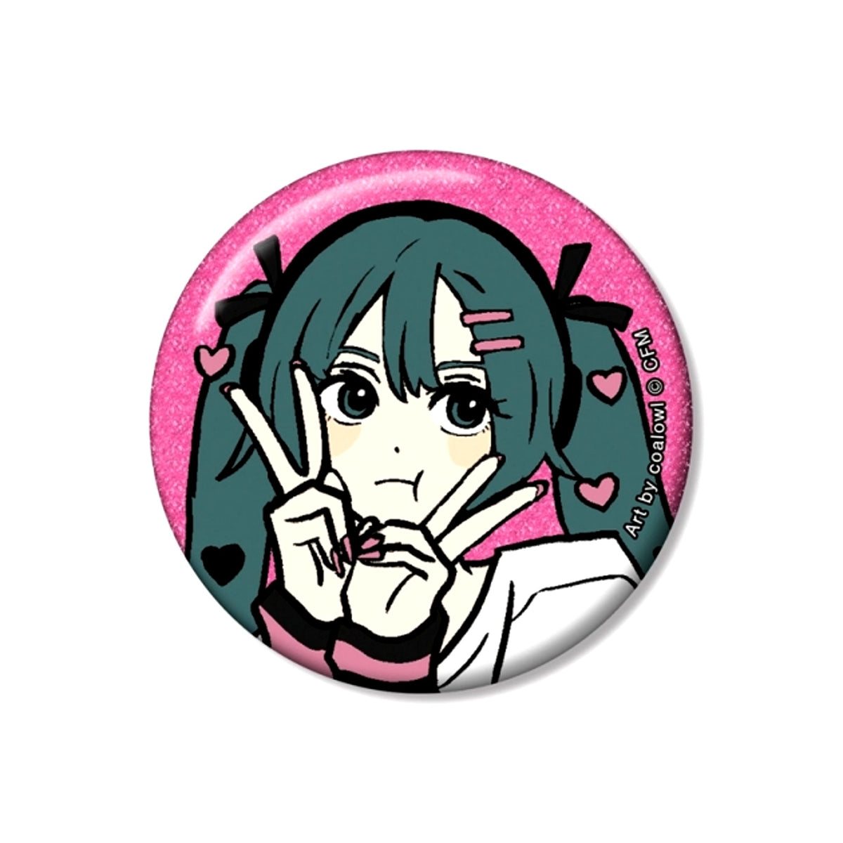 Hatsune Miku Newly Drawn Hatsune Miku Heart ver. Art by coalowl Glitter Button ver.B Goods - Badge Resale [NEW]
