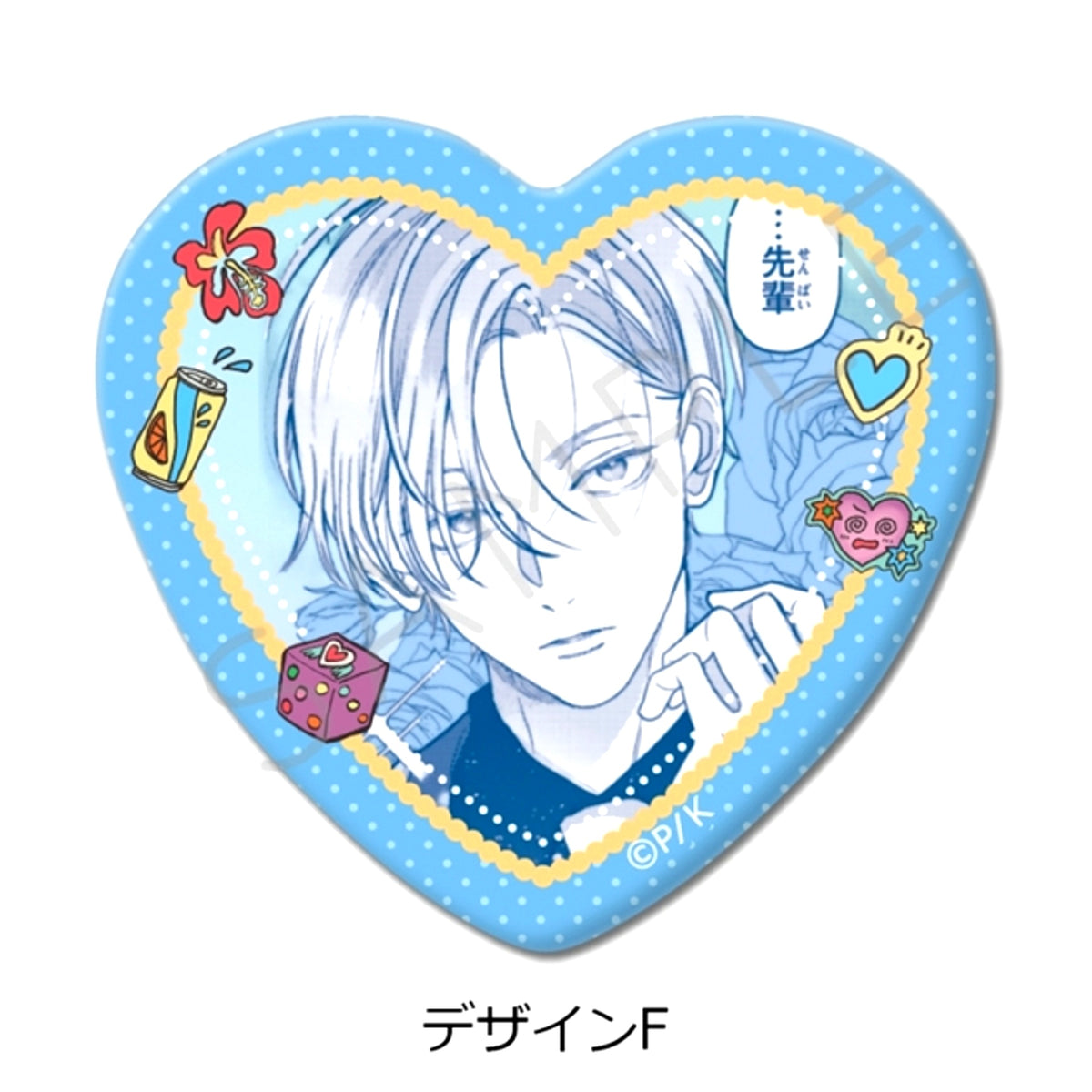 Tokoton Kuzu na Watarase na noni Heart-Shaped Can Badge Design F [NEW]