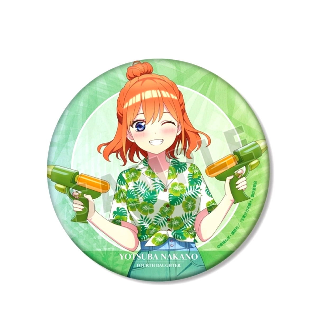 The Quintessential Quintuplets: Operation Quintuplets Newly Drawn Yotsuba Nakano Aloha Shirt ver. BIG Button Goods - Badge [NEW]
