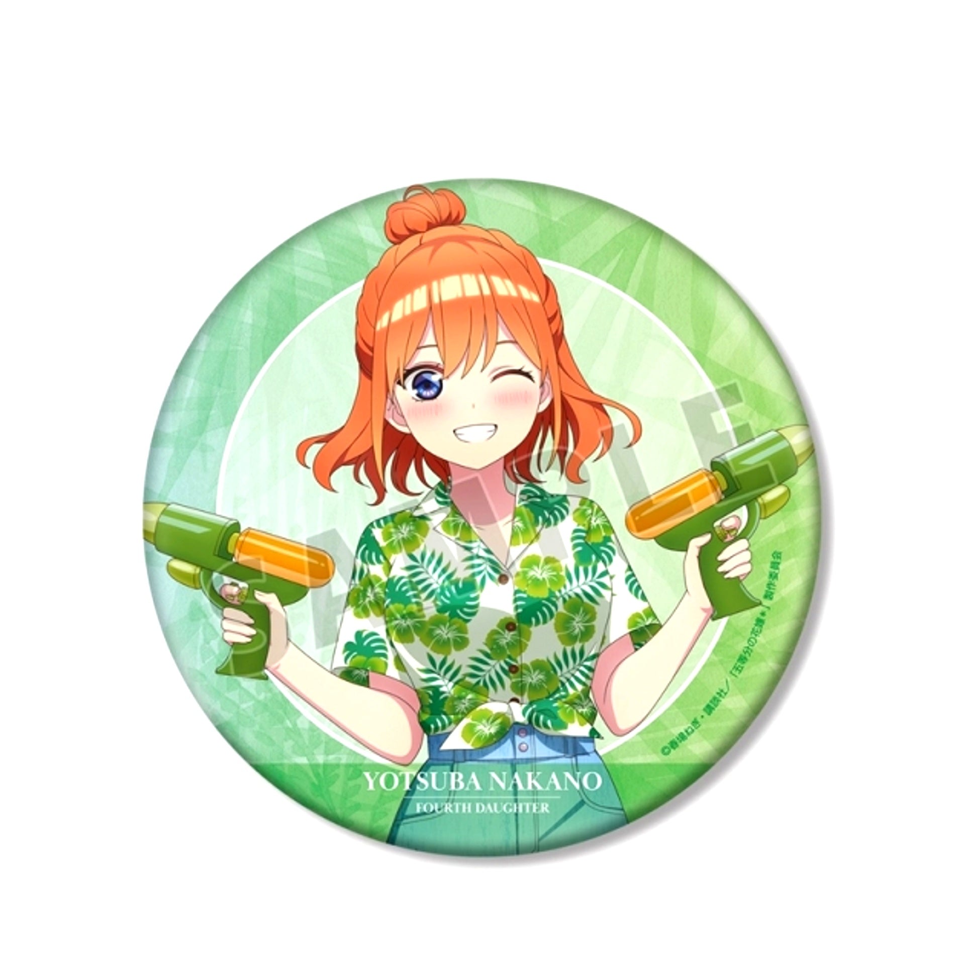 The Quintessential Quintuplets: Operation Quintuplets Newly Drawn Yotsuba Nakano Aloha Shirt ver. BIG Button Goods - Badge [NEW]