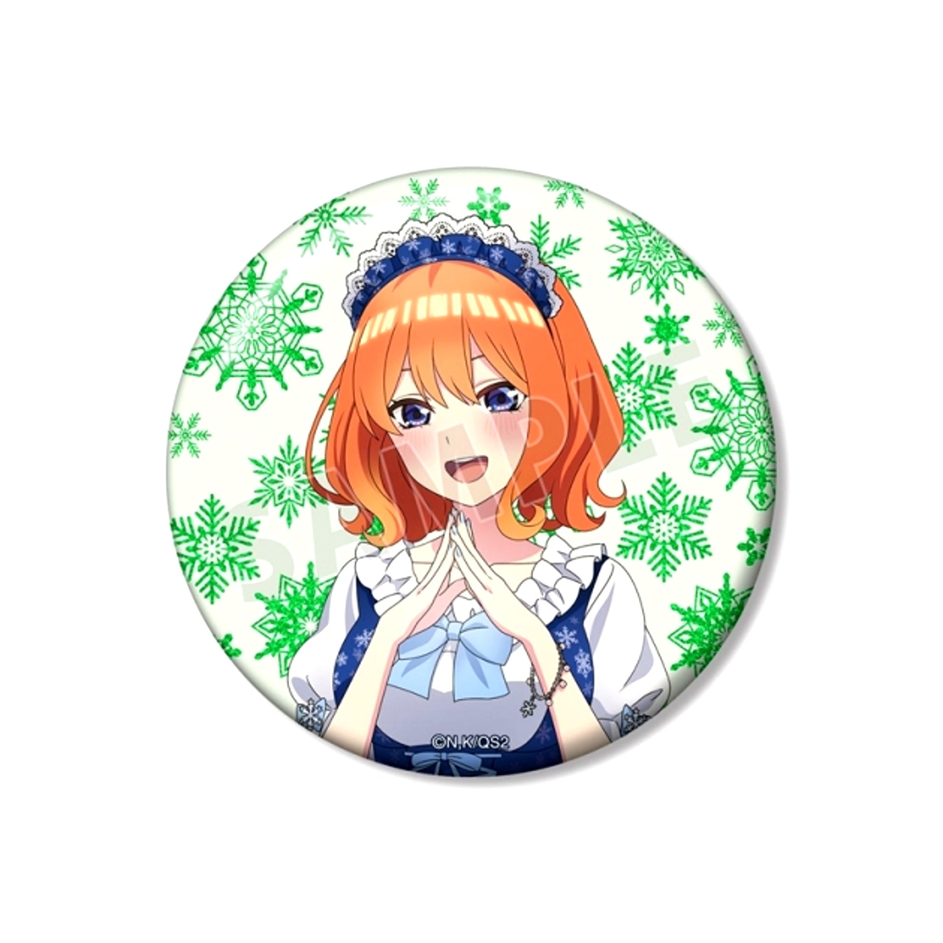 The Quintessential Quintuplets: Operation Quintuplets Newly Drawn Yotsuba Nakano Snow Maid ver. 75mm Glitter Button Goods - Badge [NEW]
