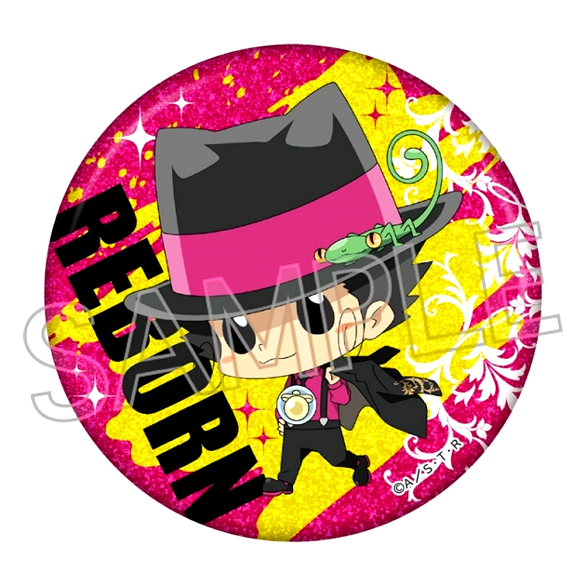 TV Anime Reborn! Nero e Magenta Glitter Button Reborn Goods - Badge [NEW]