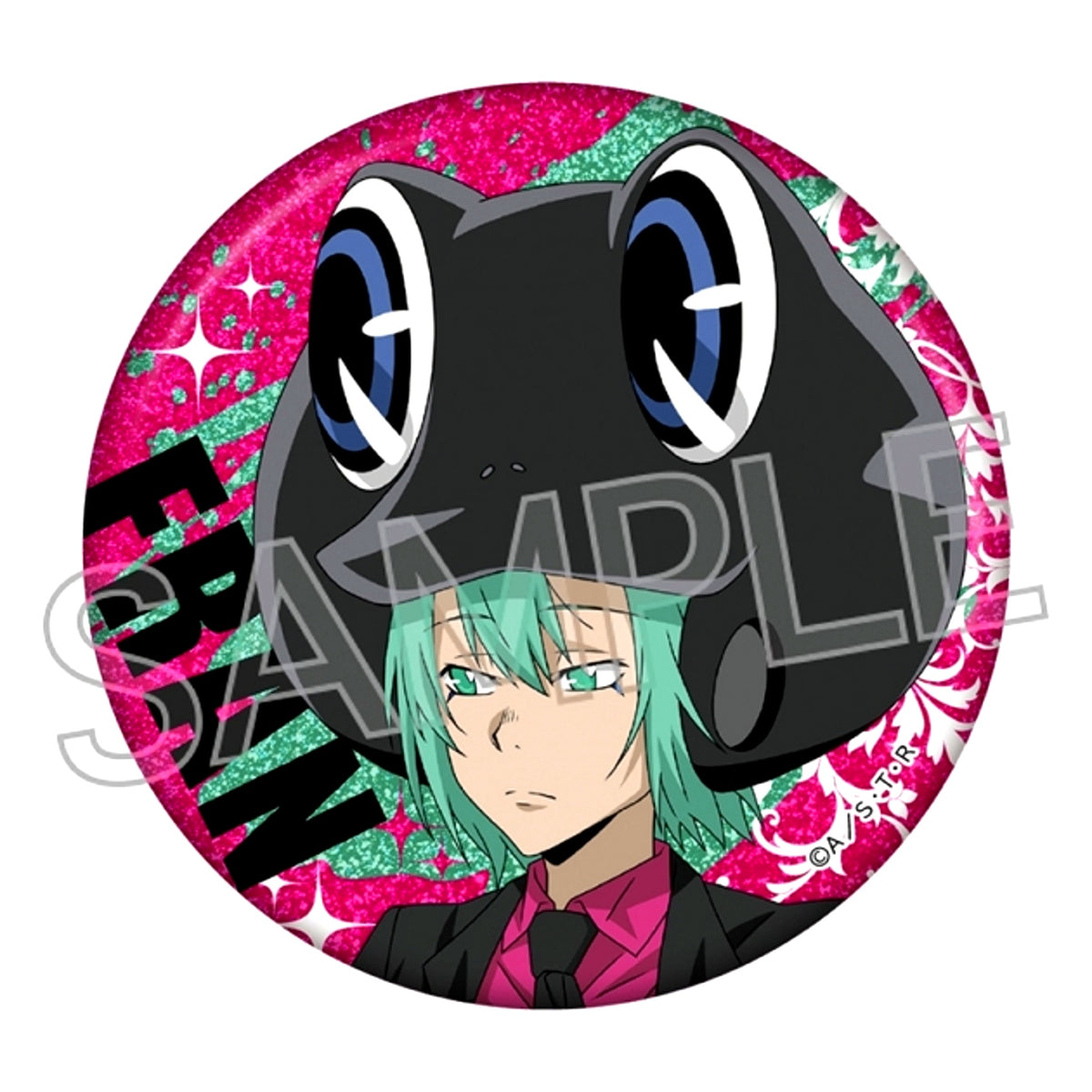 TV Anime Reborn! Nero e Magenta Glitter Button Franc Goods - Badge [NEW]