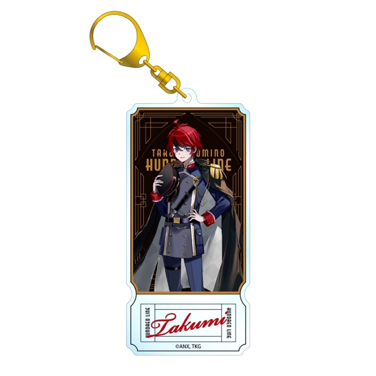 The Hundred Line: Last Defense Academy Illustration by Karasu BTK Takumi Sumino Military ver. Ticket-Style BIG Acrylic Keychain Karaoke no Tetsujin Collaboration [NEW]