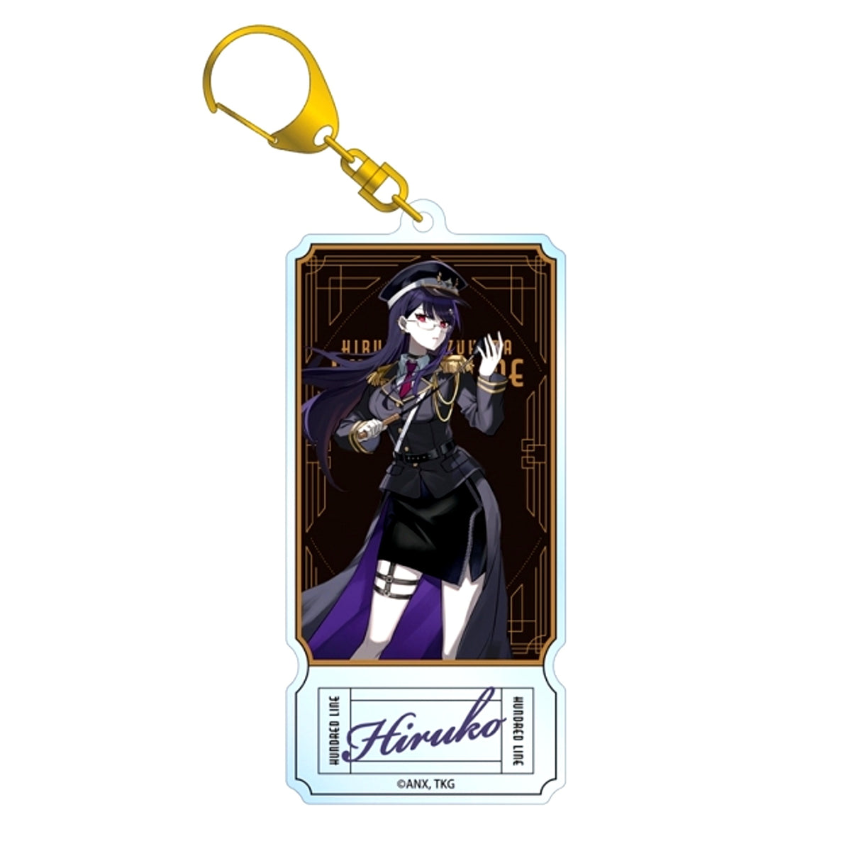 The Hundred Line: Last Defense Academy Illustration by Karasu BTK Hiruko Shizuhara Military ver. Ticket Style BIG Acrylic Keychain Karaoke no Tetsujin Collaboration [NEW]