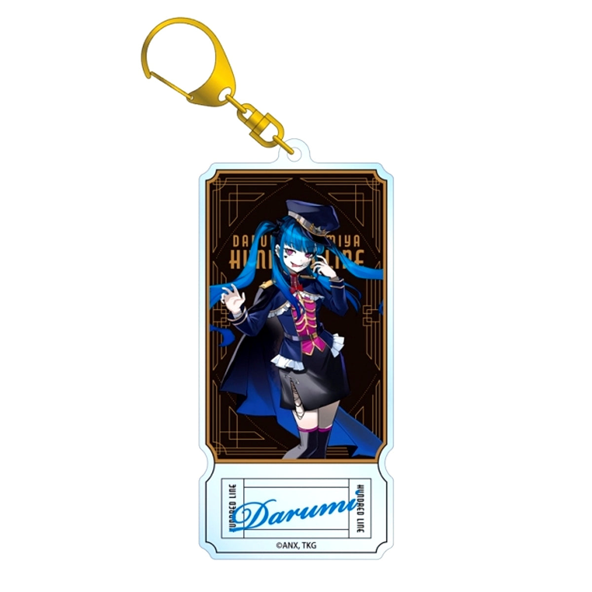 The Hundred Line: Last Defense Academy Illustration by Karasu BTK Darumi Amemiya Military ver. Ticket Style BIG Acrylic Keychain Karaoke no Tetsujin Collaboration [NEW]