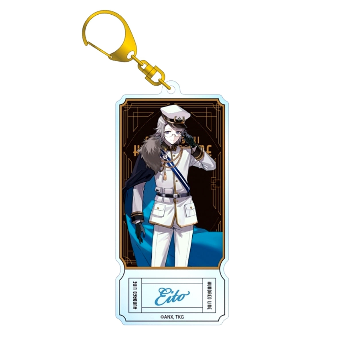 The Hundred Line: Last Defense Academy Karasu BTK Illustration Eito Aotsuki Military ver. Ticket Style BIG Acrylic Keychain Karaoke no Tetsujin Collaboration [NEW]