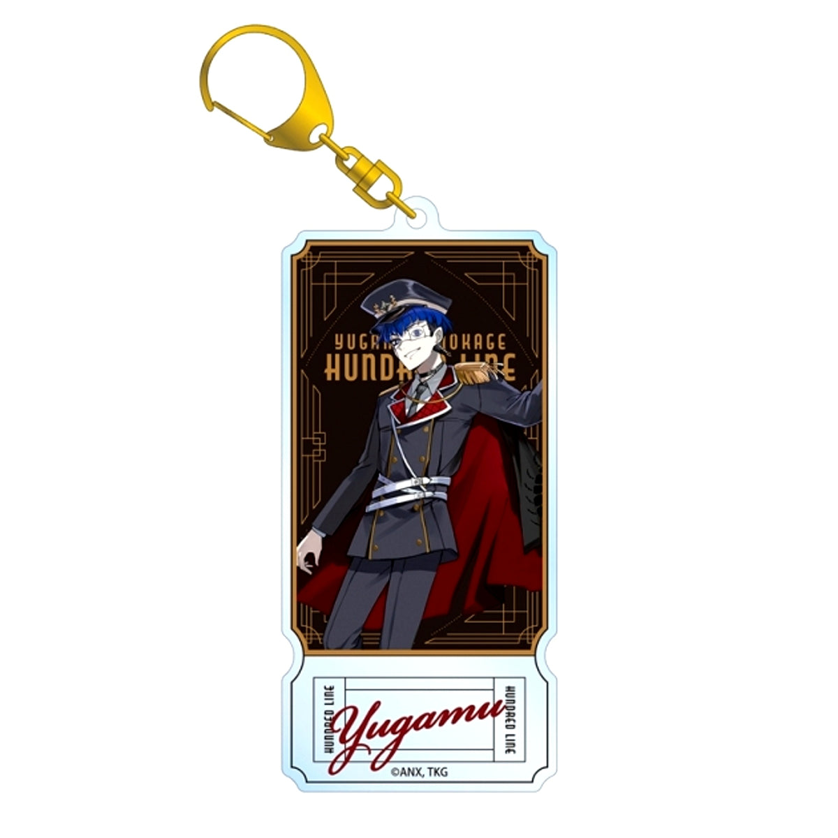 The Hundred Line: Last Defense Academy Karasu BTK Illustration Yugamu Omokage Military ver. Ticket Style BIG Acrylic Keychain Karaoke no Tetsujin Collaboration [NEW]