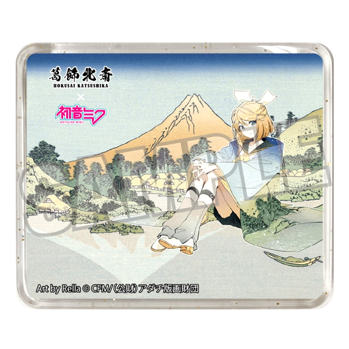 Katsushika Hokusai x Hatsune Miku Rella 3D Magnet Kagamine Rin Reflection in Lake at Misaka Pass in Kai Province [NEW]