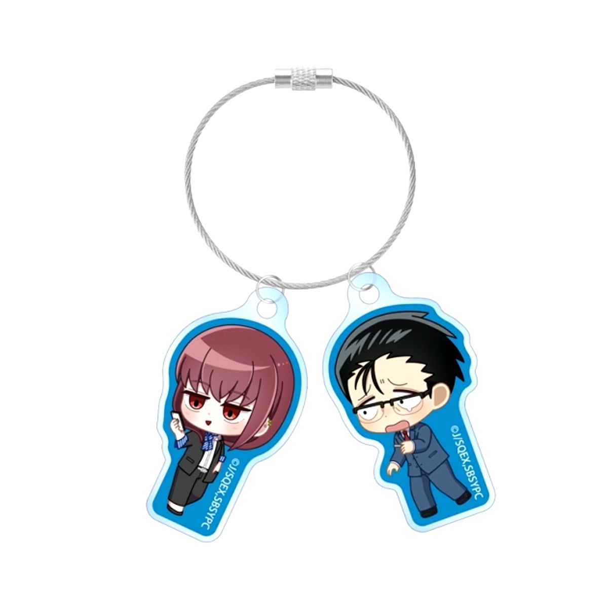 TV Anime Smoking Behind the Supermarket with You Sasaki & Tayama if They Worked at the Same Workplace ver. Chibi Character Double Wire Acrylic Keychain ver.A [NEW]