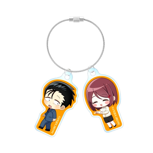 TV Anime Smoking Behind the Supermarket with You Sasaki & Yamada if They Worked at the Same Workplace ver. Chibi Character Double Wire Acrylic Keychain ver.A [NEW]
