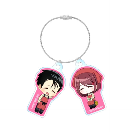 TV Anime Smoking Behind the Supermarket with You Sasaki & Yamada If They Worked at the Same Workplace ver. Chibi Character Double Wire Acrylic Keychain ver.B [NEW]