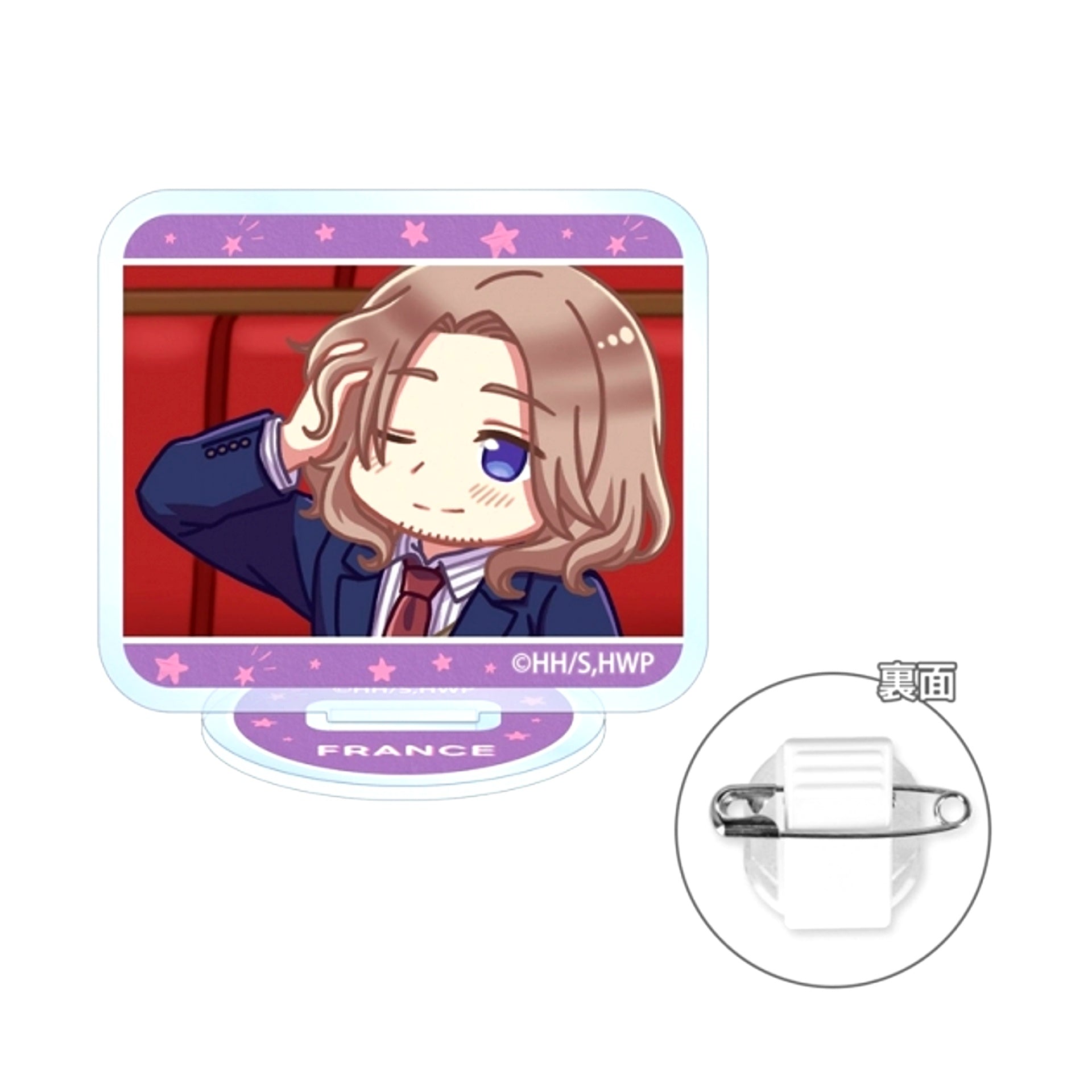 Anime Hetalia World Stars France Yurukoma Acrylic Stand Multi Button Goods - Badge [NEW]