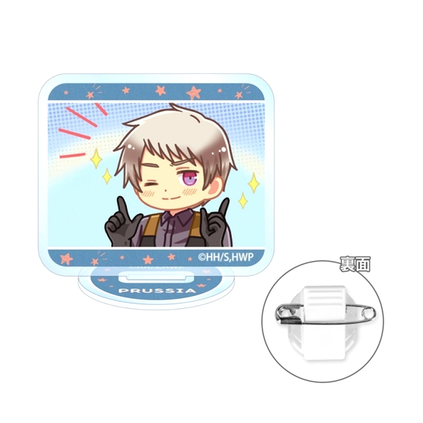 Anime Hetalia World Stars Prussia Yurukoma Acrylic Stand Multi Button Goods - Badge [NEW]