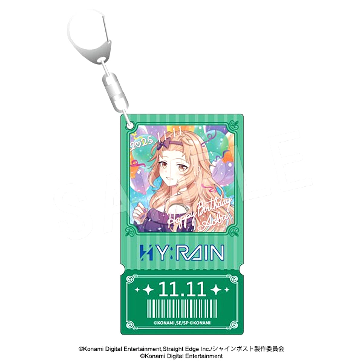 Shine Post Ticket Card Style Birthday Hologram Acrylic Keychain Aoba Karabayashi [NEW]