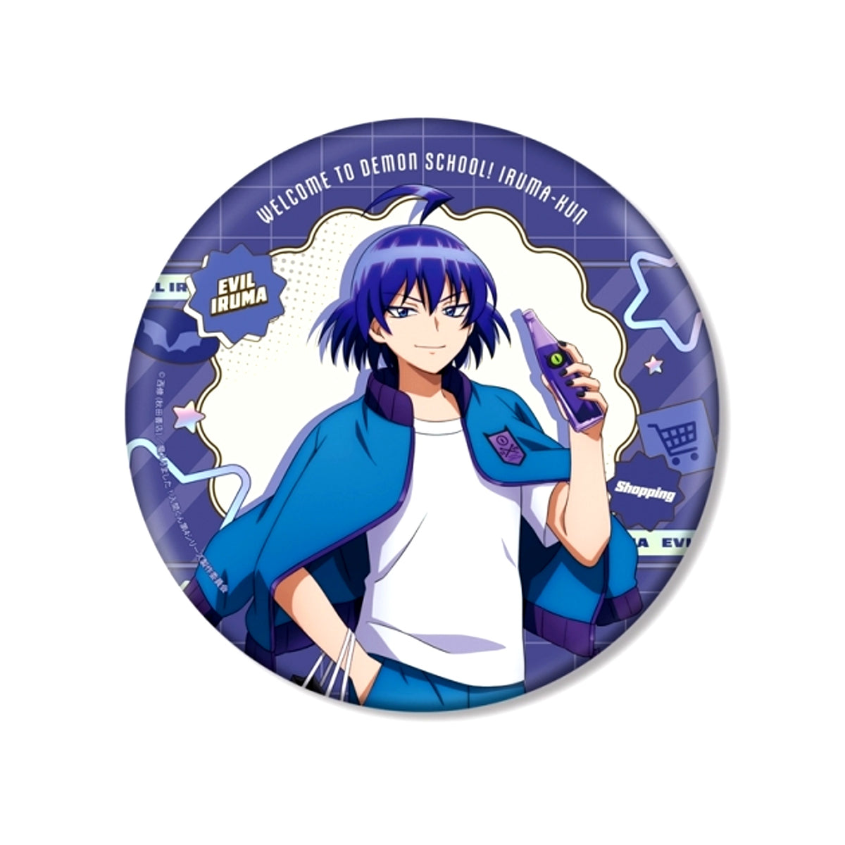Anime Welcome to Demon School! Iruma-kun Newly Drawn Evil Iruma Shopping ver. BIG Can Badge [NEW]