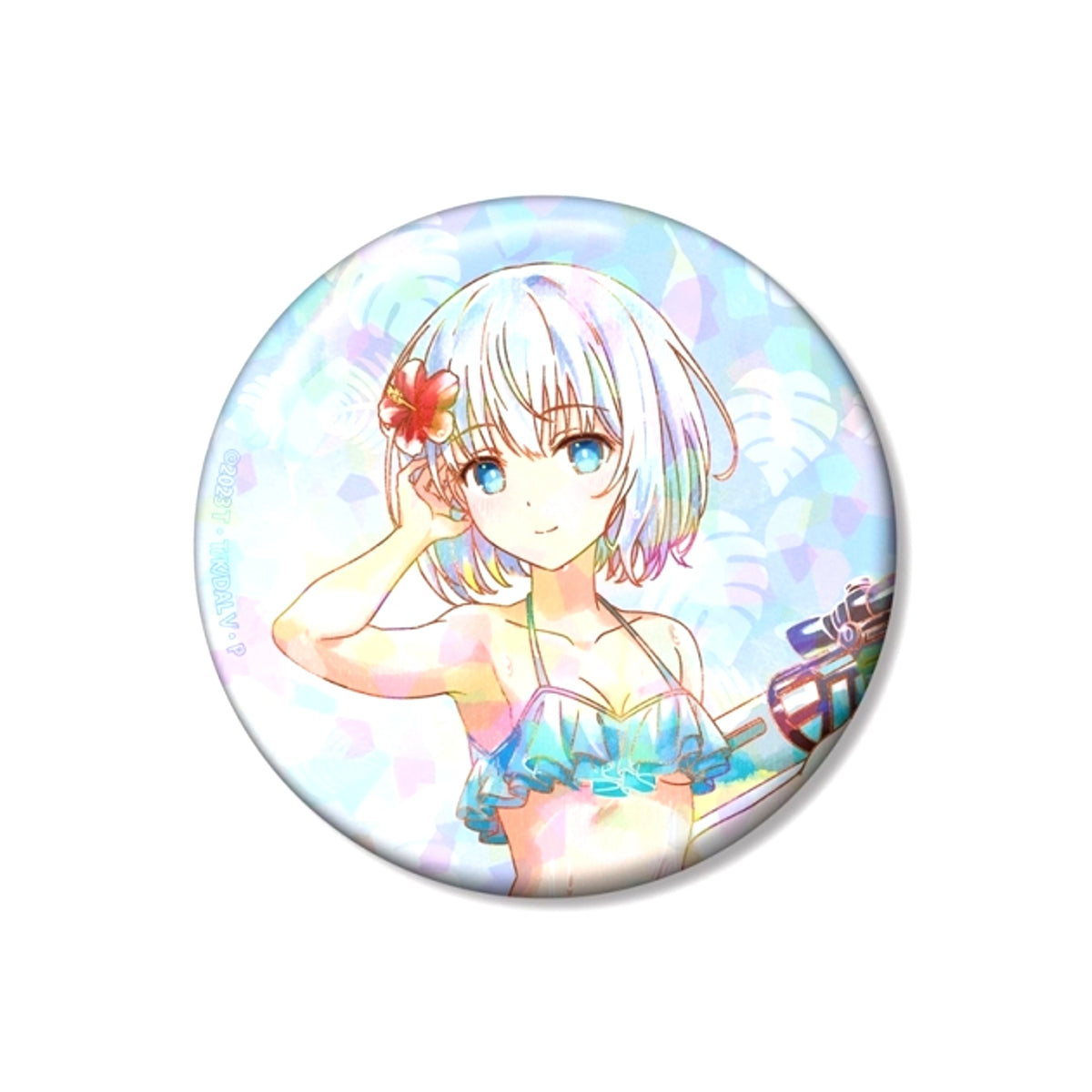 Anime Date A Live V Newly Drawn Origami Tobiichi Date A Vacance ver. Ani-Art aqua label 75mm Hologram Can Badge [NEW]