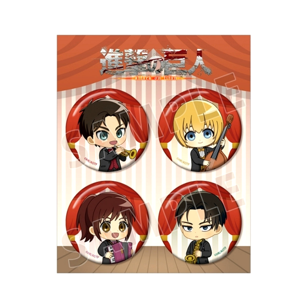 TV Anime Attack on Titan Chibi Chara Jazz ver. Set of 4 Buttons ver.A Goods - Badge [NEW]