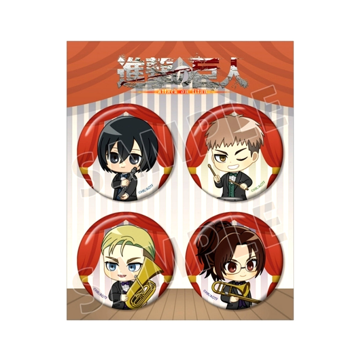 TV Anime Attack on Titan Chibi Chara Jazz ver. Set of 4 Buttons ver.B Goods - Badge [NEW]