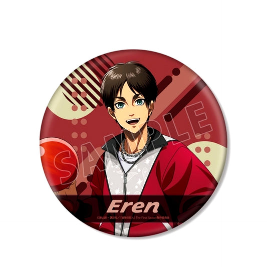TV Anime Attack on Titan Newly Drawn Eren Retro Fashion ver. BIG Can Badge (Reissue) [NEW]