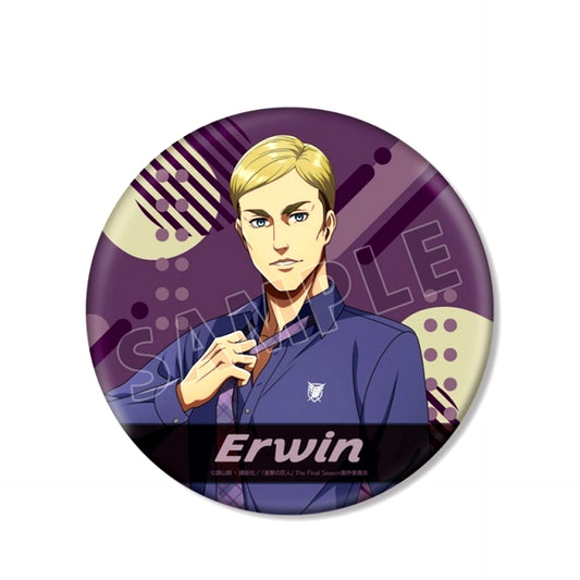 TV Anime Attack on Titan Newly Drawn Erwin Retro Fashion ver. BIG Can Badge (Reissue) [NEW]