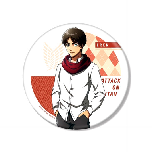 TV Anime Attack on Titan Newly Drawn Illustration Eren Wearing Scarf ver. BIG Can Badge (Reissue) [NEW]