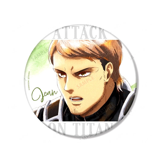 TV Anime Attack on Titan Jean Ani-Art aqua label BIG Button Goods - Badge Resale [NEW]