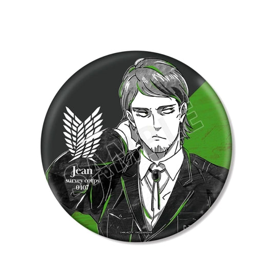 TV Anime Attack on Titan Jean Ani-Art BLACK LABEL BIG Button Goods - Badge Resale [NEW]