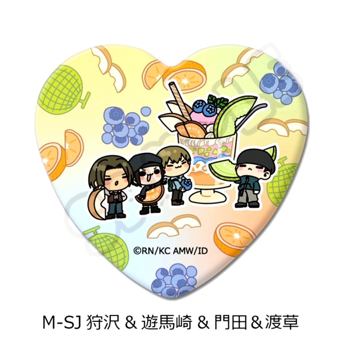 TV Anime Durarara!!x2 Vol.2 Heart-Shaped Can Badge M-SJ (Karisawa & Yumasaki & Kadota & Togusa) [NEW]