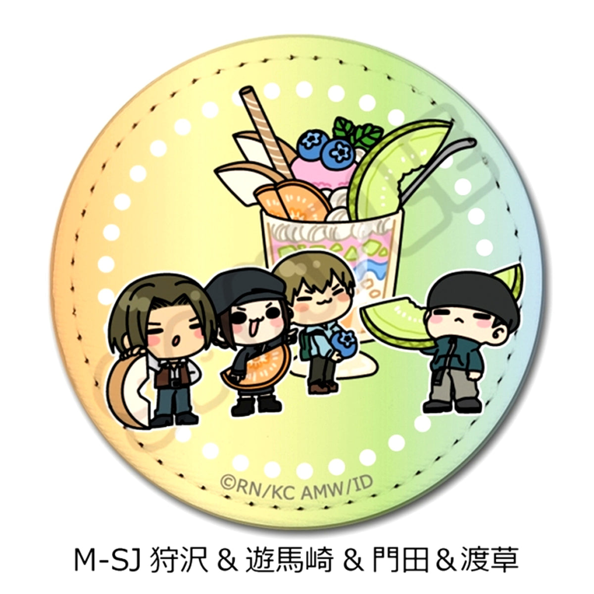 TV Anime Durarara!!x2 Vol.2 Leather Badge (Round) M-SJ (Karisawa & Yumasaki & Kadota & Togusa) [NEW]