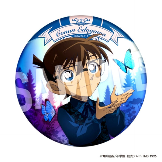 Detective Conan Slightly Big Aurora Holo Can Badge Blue Butterfly Forest (Conan Edogawa) [NEW]