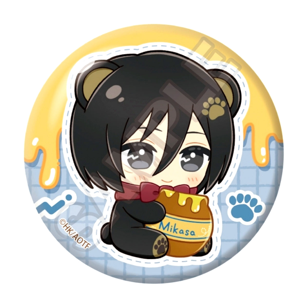 Attack on Titan Nui Peace Friends Hungry Bear Can Badge Mikasa Ackerman (Reissue) [NEW]