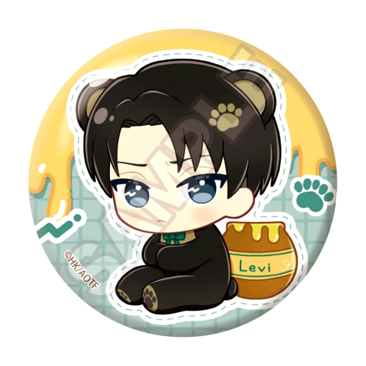Attack on Titan Nui Peace Friends Hungry Bear Can Badge Levi (Reissue) [NEW]