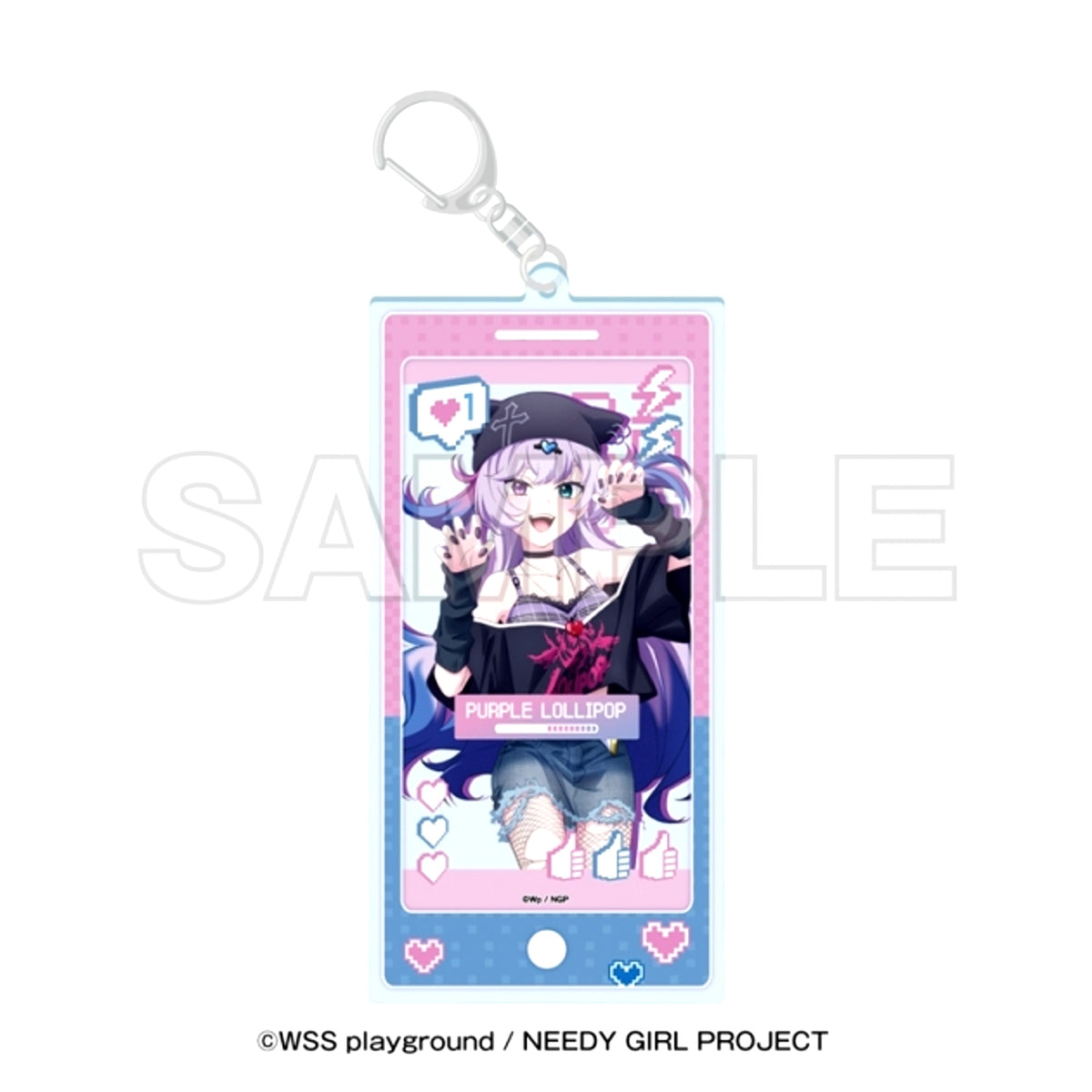 Anime NEEDY GIRL OVERDOSE Tokyu Kabukicho Tower Acrylic Keychain Purple Lollipop [NEW]